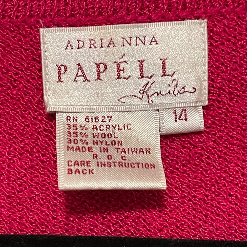 Vintage Adrianna Papell Pink Purple Cardigan Colorblock Wool Blend Sweater 14 - Picture 4 of 7